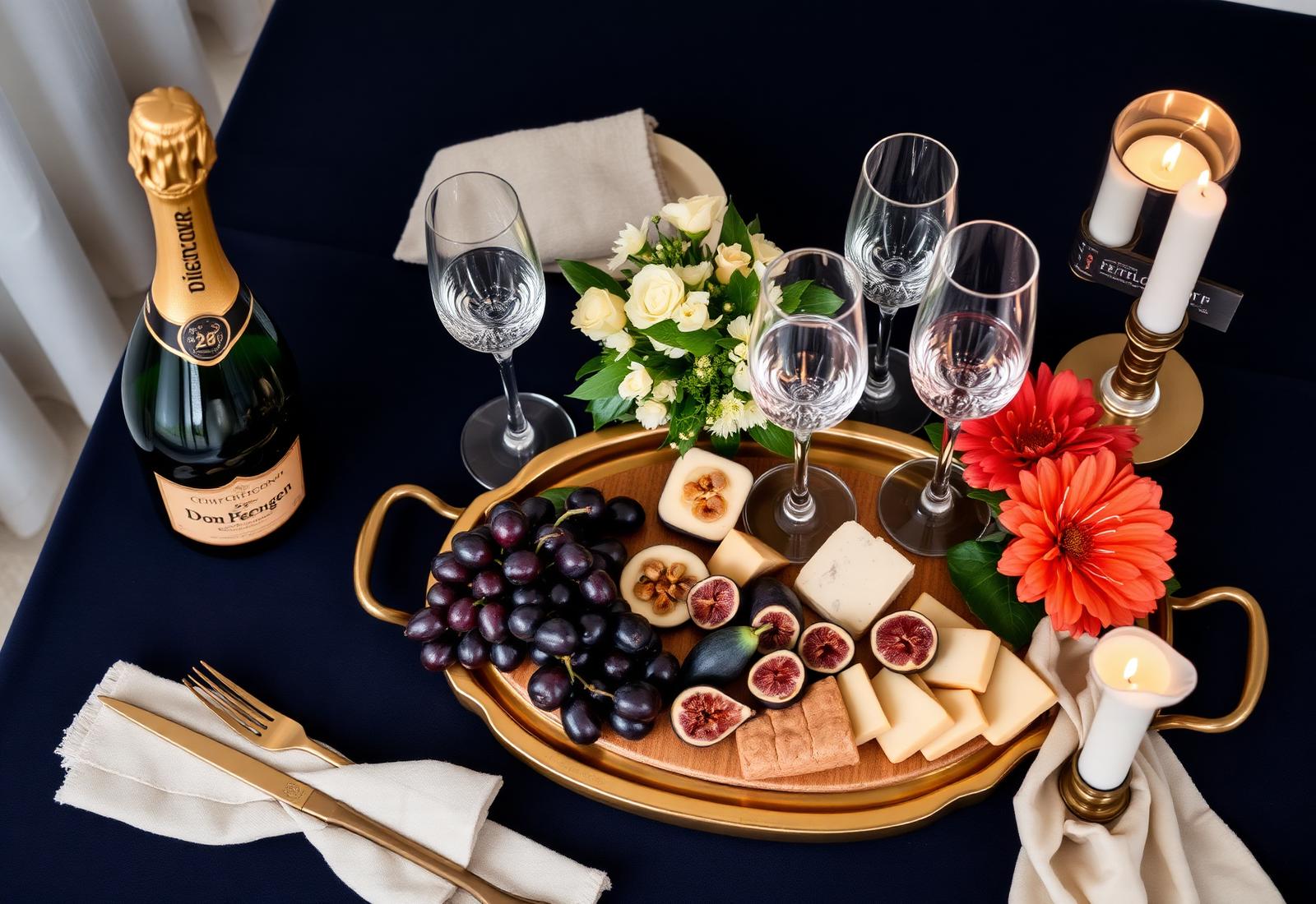 Champagne and cheese welcome amenity